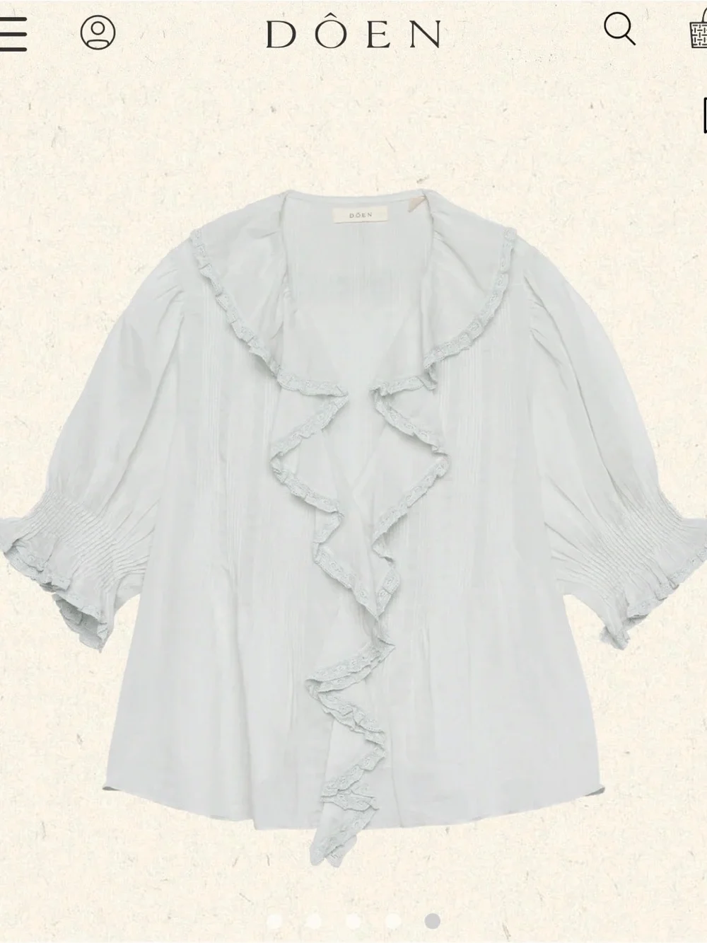 Doen Henri Top in Alice Blue Ruffle V-Neck Blouse